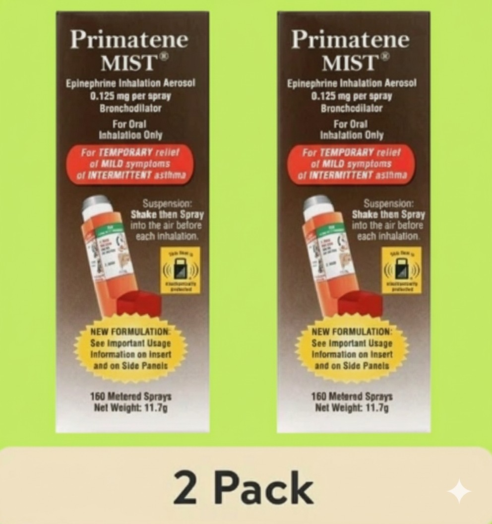 (2x) Primatene Mist Epi Inhalation Aerosol 2 @ 160 Sprays 2027+ 
