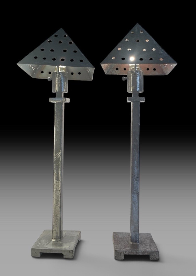 Vintage Brutalist Industrial Metal Table Lamps Skyscraper Steampunk Desk OOAK