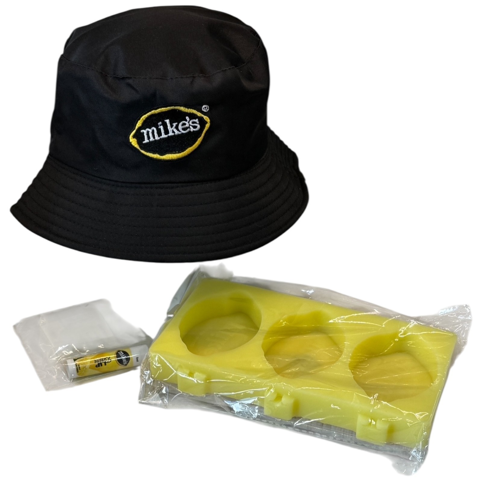 RARE Mikes Hard Lemonade Promo Lot Reversible Bucket Hat Lip Balm Ice Pop Mold