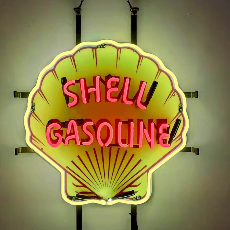 US STOCK Shell Gasoline Vintage Neon Sign Lamp Gas Station Glass Decor 24''x20''