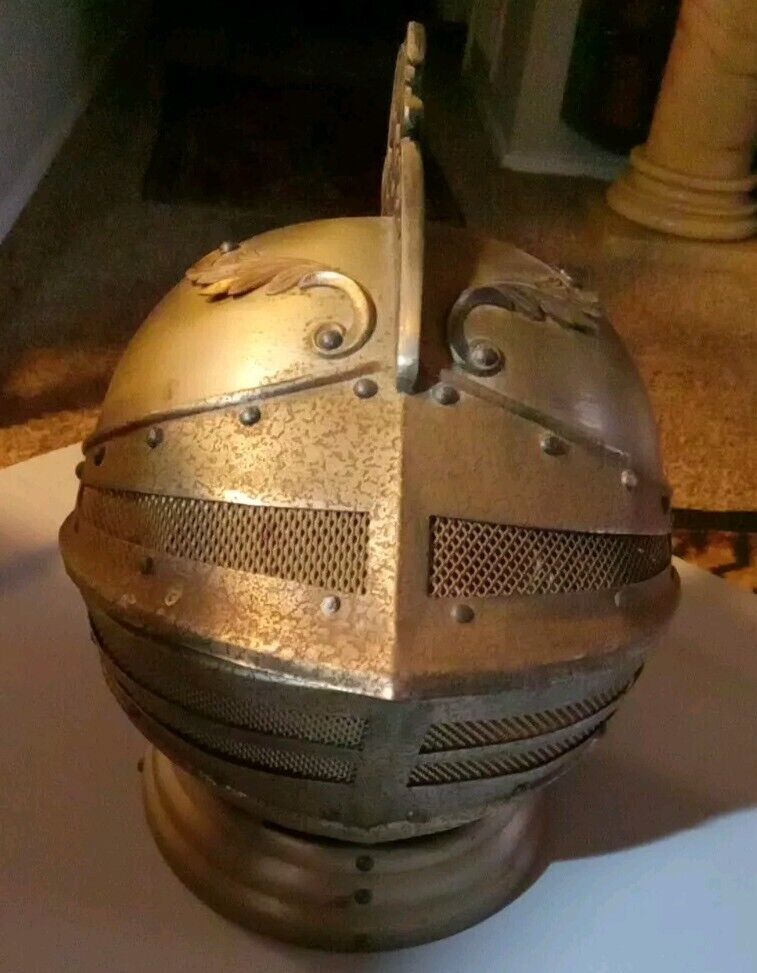 Vintage Medieval  Type Knight Helmet Bar Set Decanter With Shot Glasses Unique 