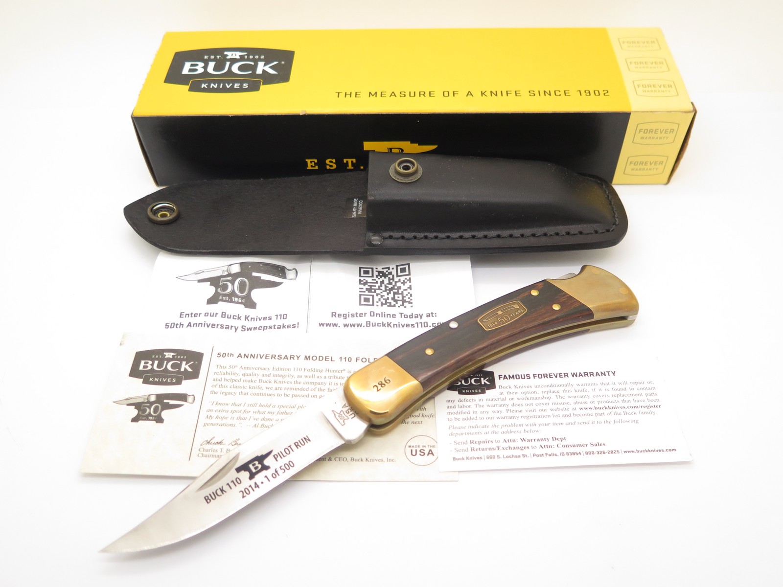 2014 Buck 110 Folding Hunter 50th #286 Pilot Run Limited Folding Lockback Knife