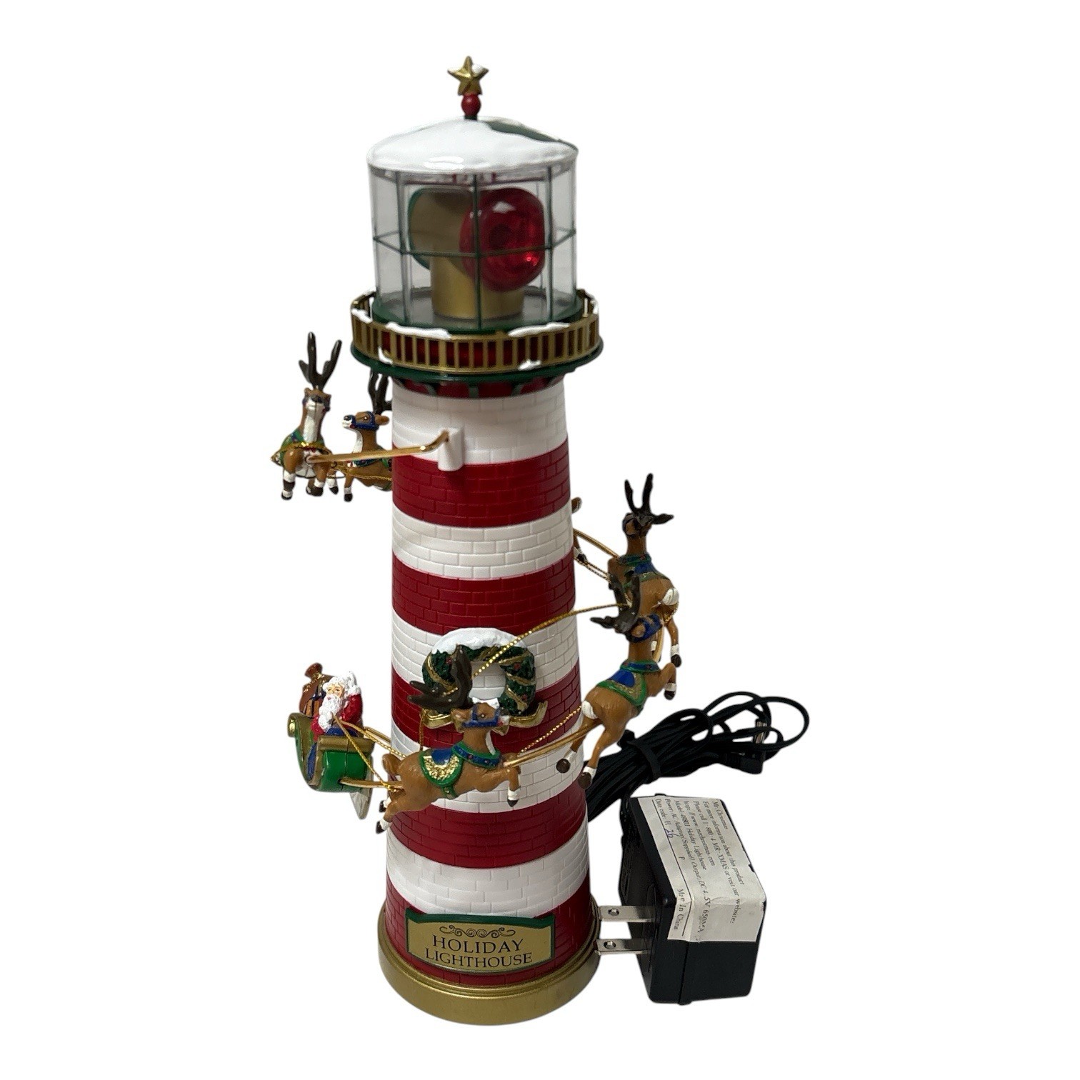 VTG 1996 Mr. Christmas Animated, Lights Holiday Lighthouse Santa & Reindeer READ