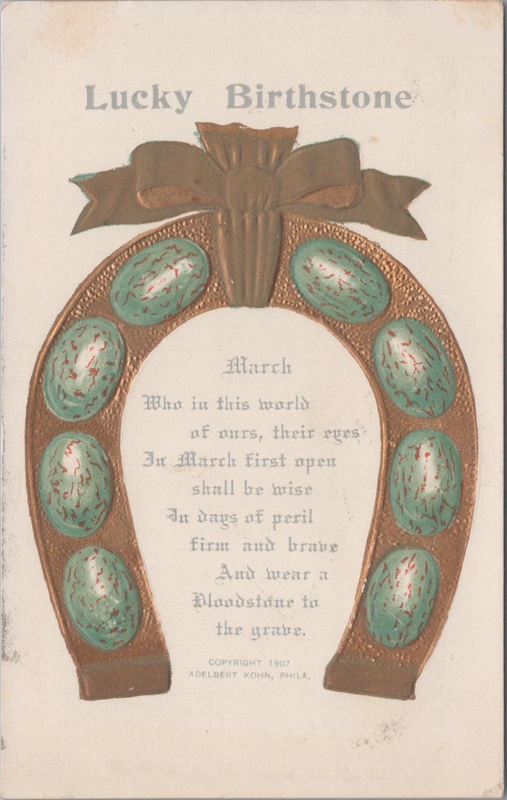 Postcard Lucky Birthstone March + Poem Postcard Lucky Birthstone March + Poem