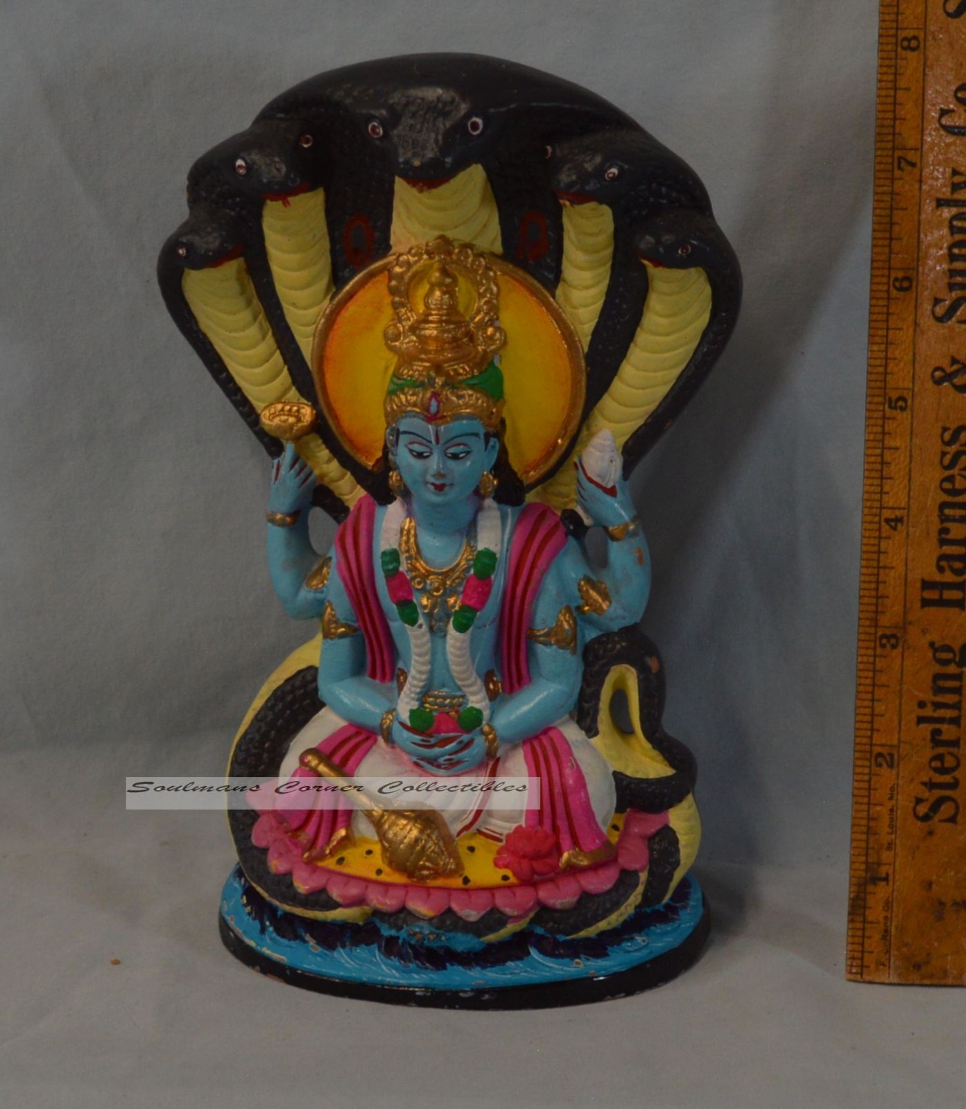 Spiritually Great Lord Vishnu Altar Statue Vintage Handmade Ganges River Clay Spiritually Great Lord Vishnu Altar Statue Vintage Handmade Ganges River Clay