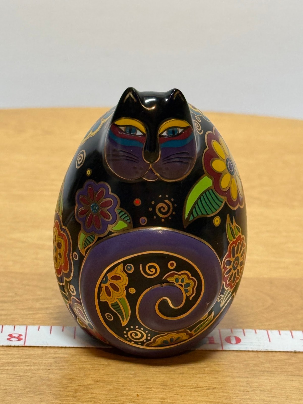 Vintage Laurel Burch Flowering Feline Porcelain Egg-Shaped Cat Figurine 3 Vintage Laurel Burch Flowering Feline Porcelain Egg-Shaped Cat Figurine 3