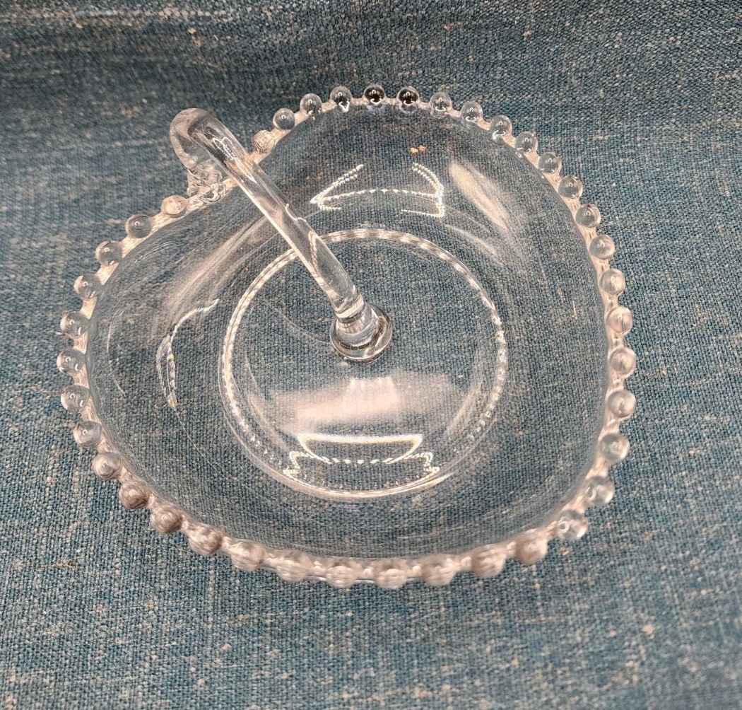 Vintage Candlewick Imperial Glass Handled Dish 6 3/4\