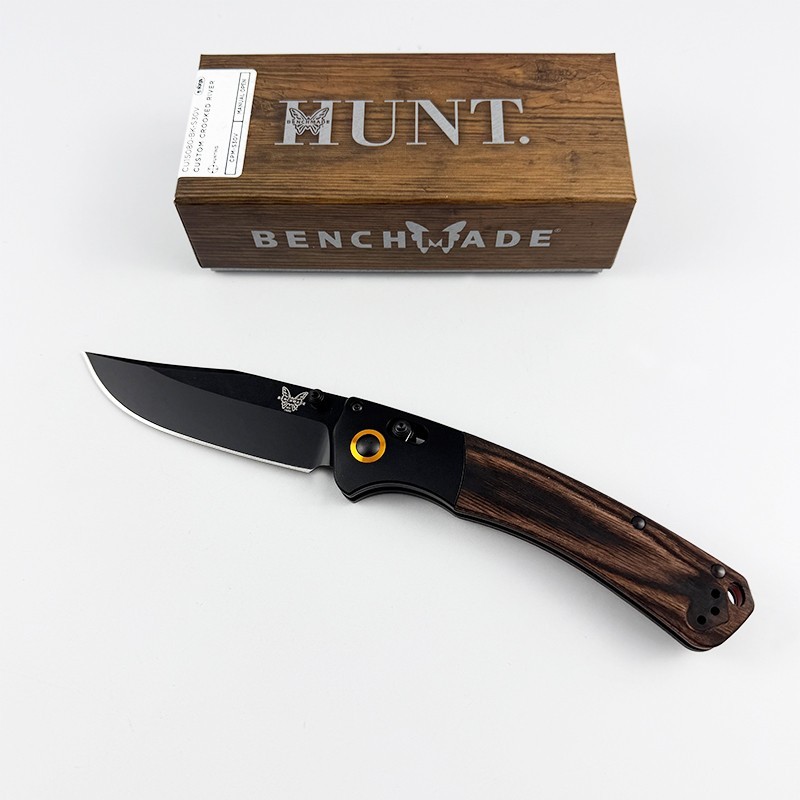 Benchmade 15080 CROOKED RIVER WOOD HAMDLE CPM-S30V AXIS PLAIN FOLDING KNIFE