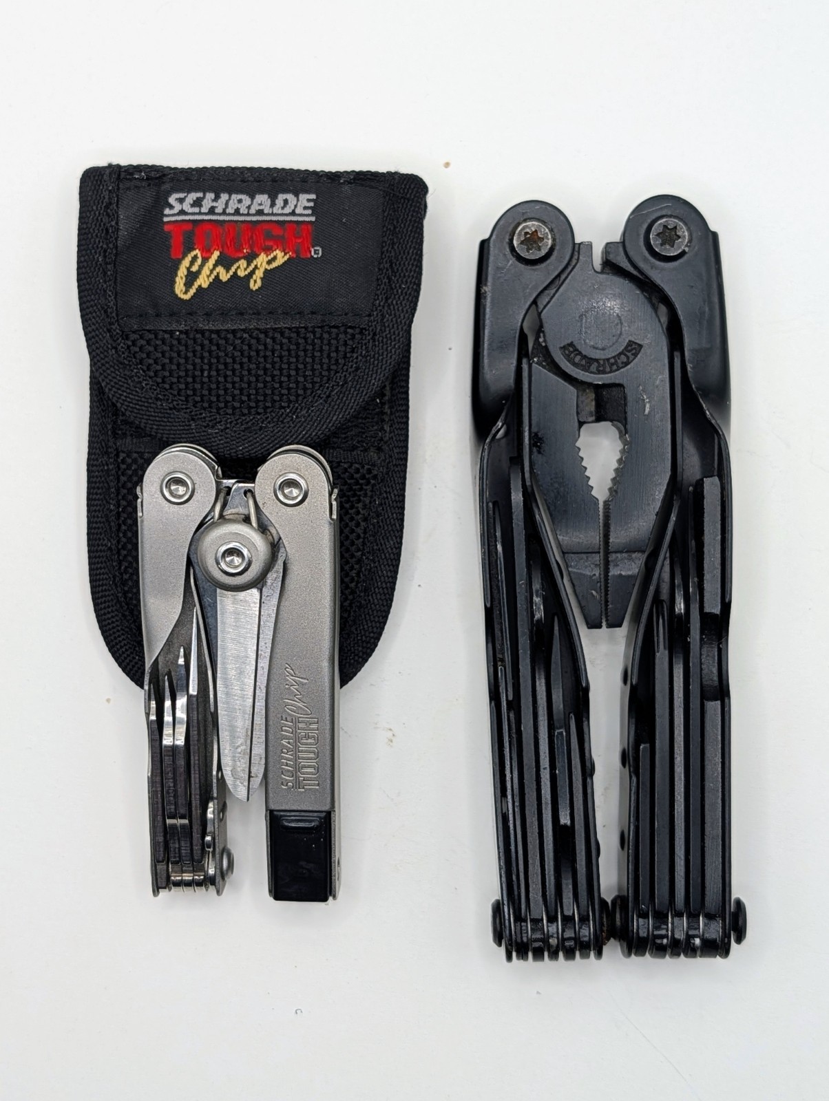 Schrade Tough & Schrade Tough Chip (with Sheath) Full sized and mini Multi Tools