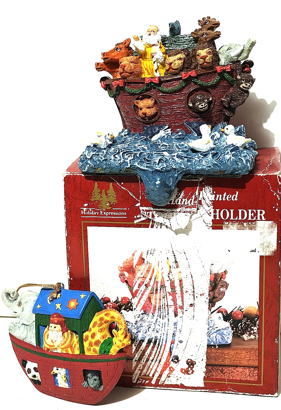 Noah\'s Ark - Christmas Stocking Holder w/Matching Ornament - Box 