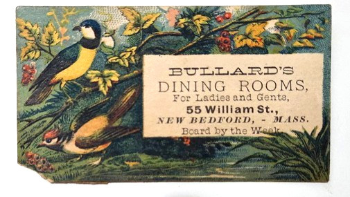 Bullard's Dinning Rooms, Bird and Flowers Trade Card