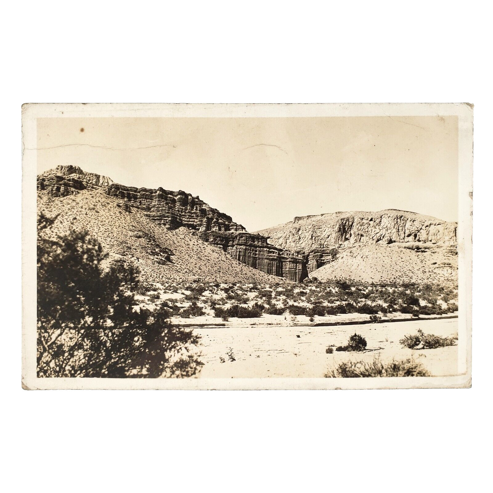 California Desert Canyon Valley RPPC Postcard 1930s Vintage Cliff Photo A4456