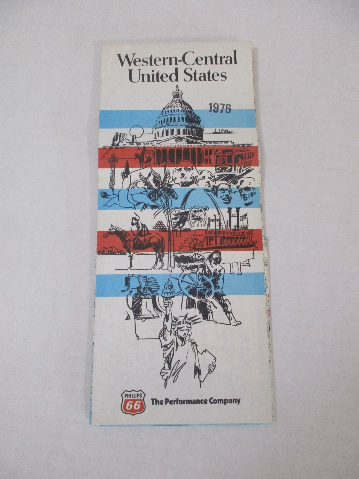 NOS Stamped Vintage 1976 Phillips 66 West Central US Travel Road Map-CBB