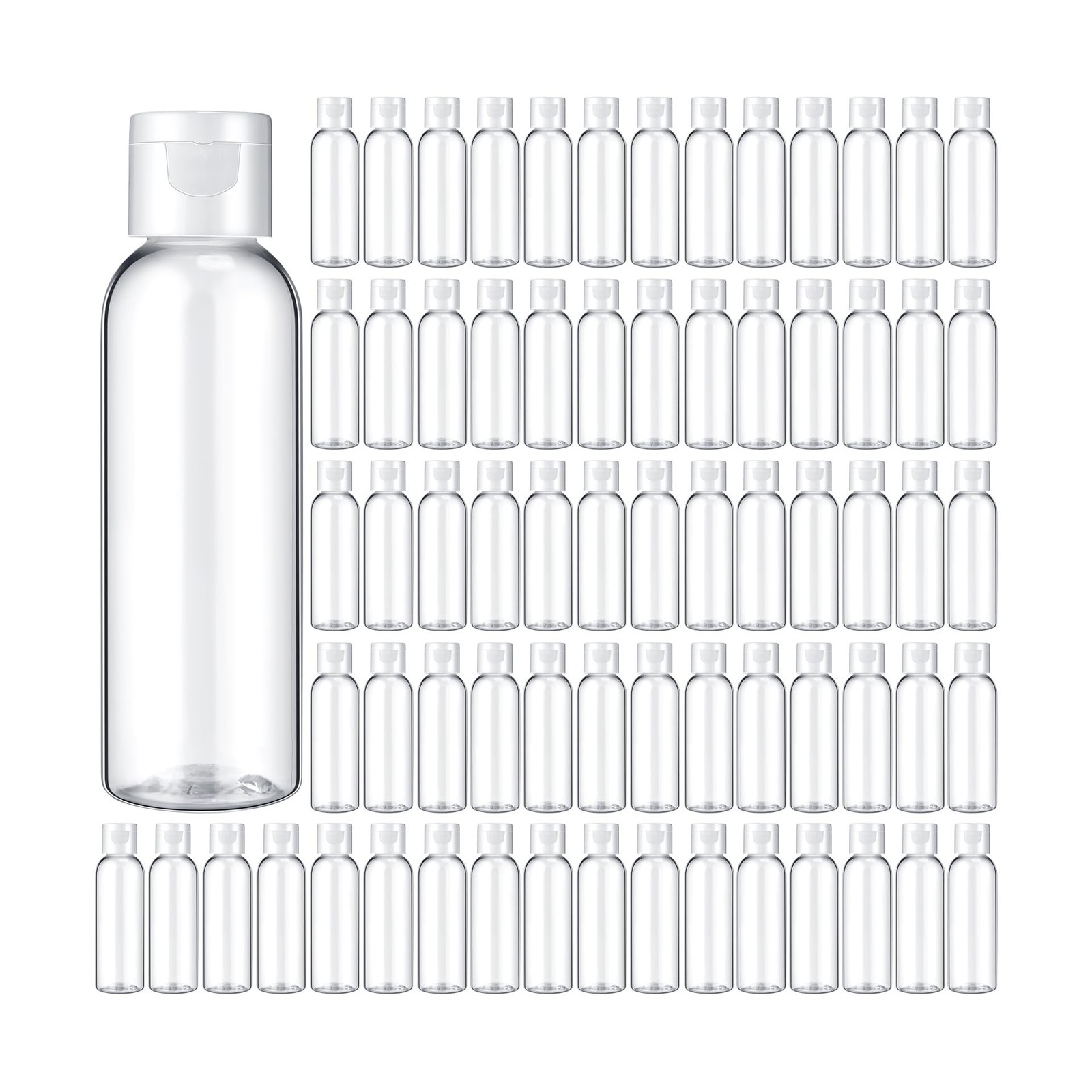 Zhehao 200 Pcs 2 oz Clear Plastic Empty Bottles with Lids(White Cap) Zhehao 200 Pcs 2 oz Clear Plastic Empty Bottles with Lids(White Cap)