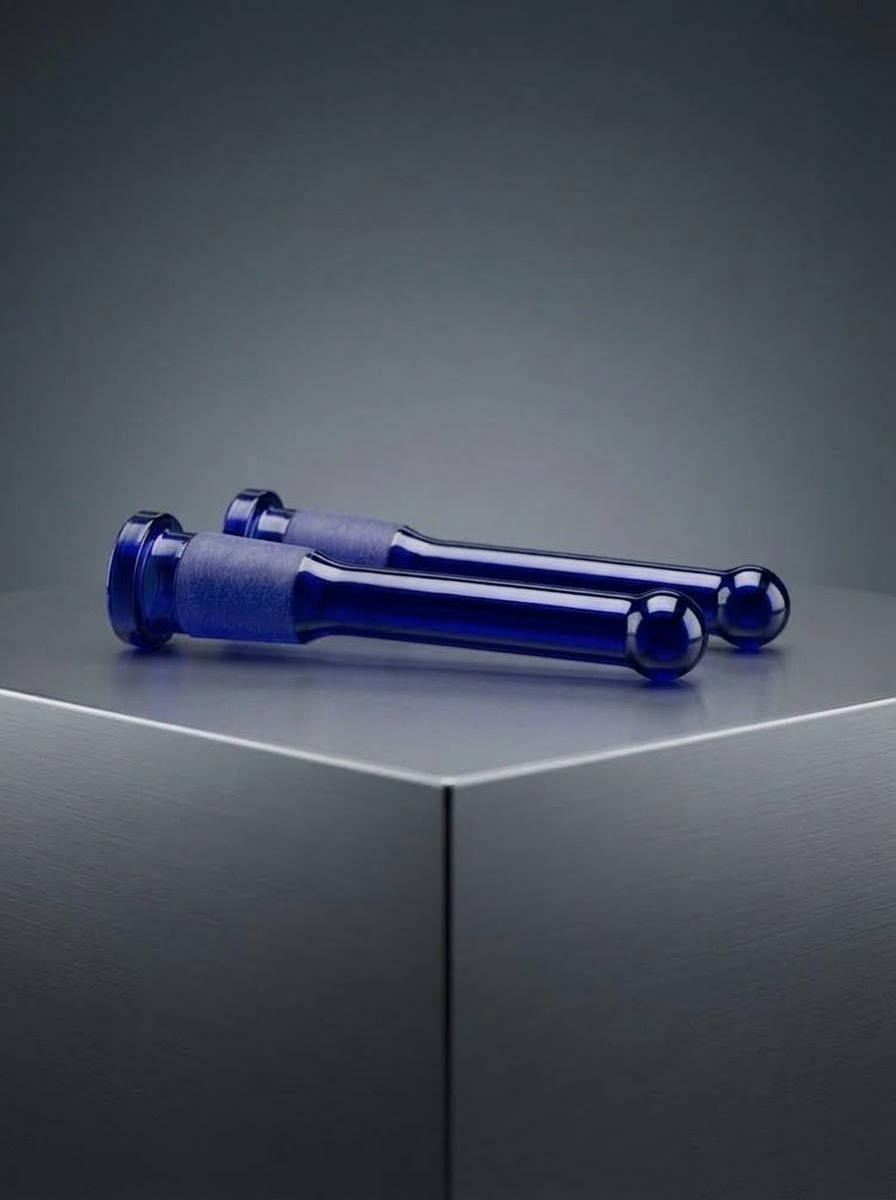2x 4'' Blue 14mm Glass Down Stem Diffuser Replacement Glass Bong Water Pipe