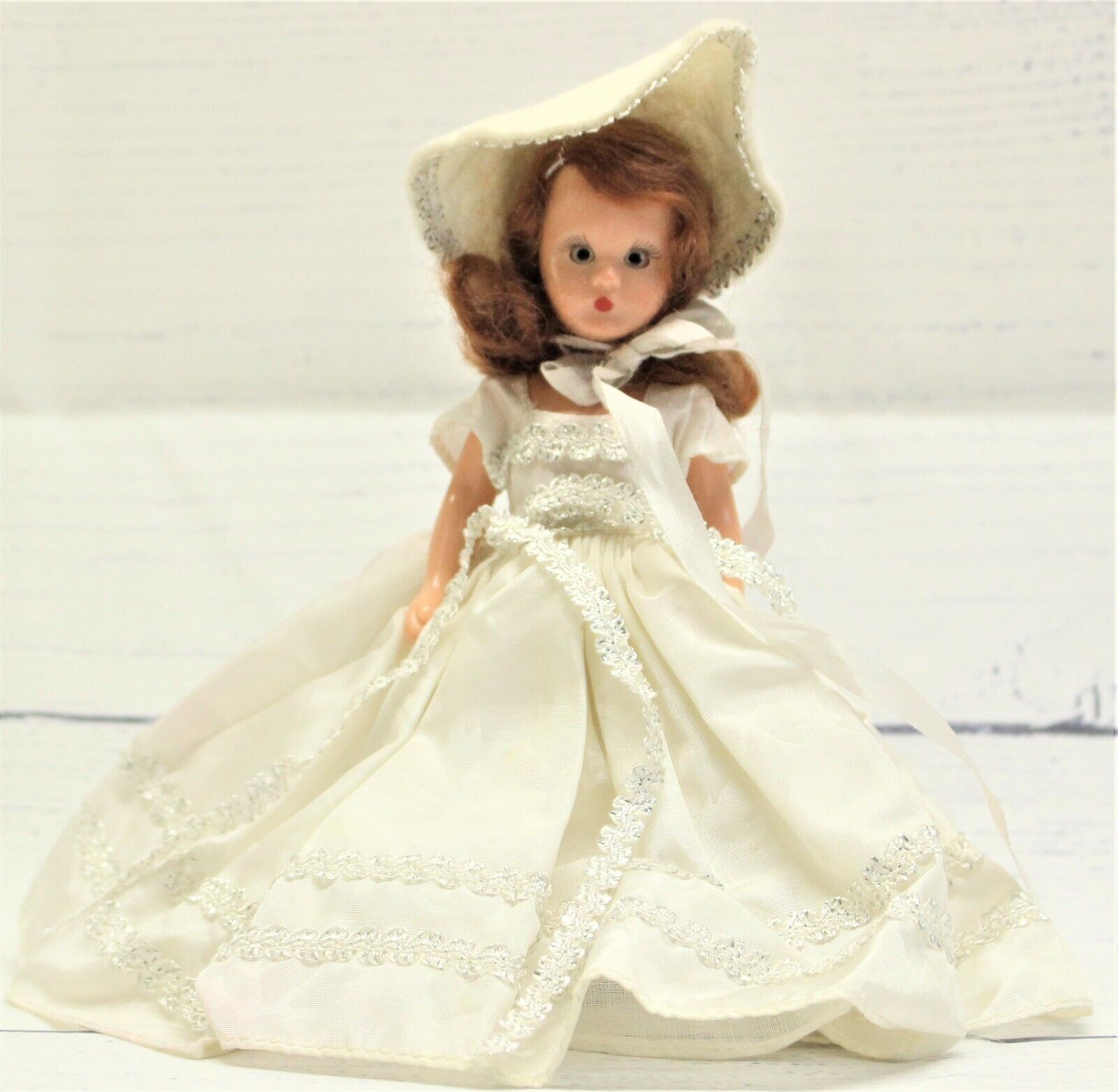 Nancy Ann Storybook Doll 6” Plastic Bride Jointed Blinking Eyes Felt Hat