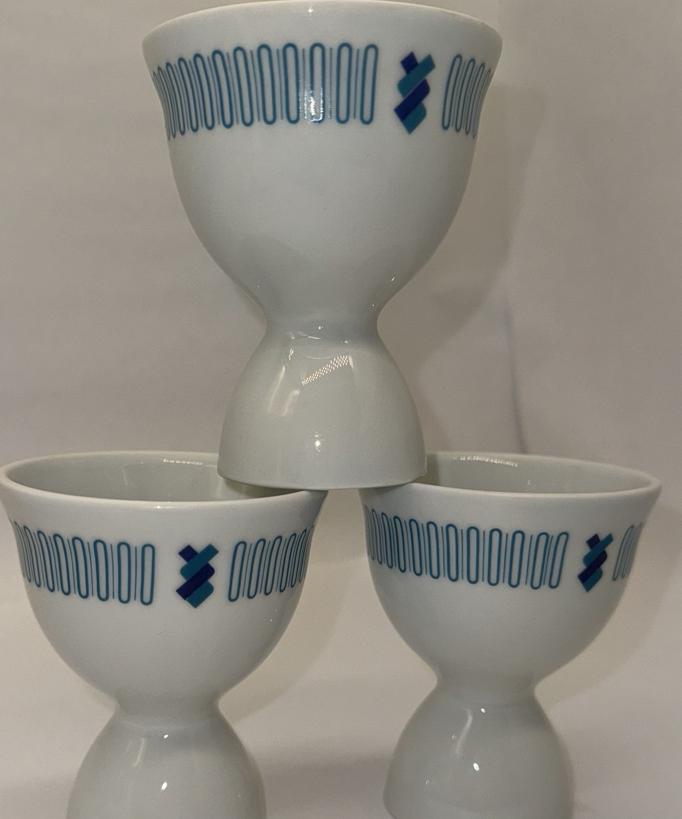 3 Vintage MCM ATOMIC DARLING Richard Ginori Italy Demitasse DOUBLE EGG🥚🥚CUPS
