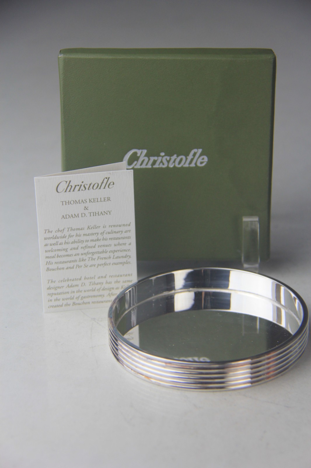 Christofle France K+T Silverplate Wine Bottle Coaster with Box Sold Individually