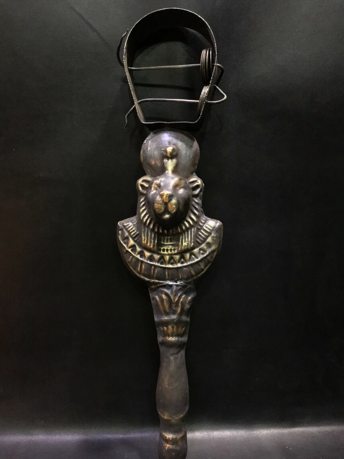 Egyptian Handmade Sekhmet Copper Sistrum (Musical Instrument) Replica item
