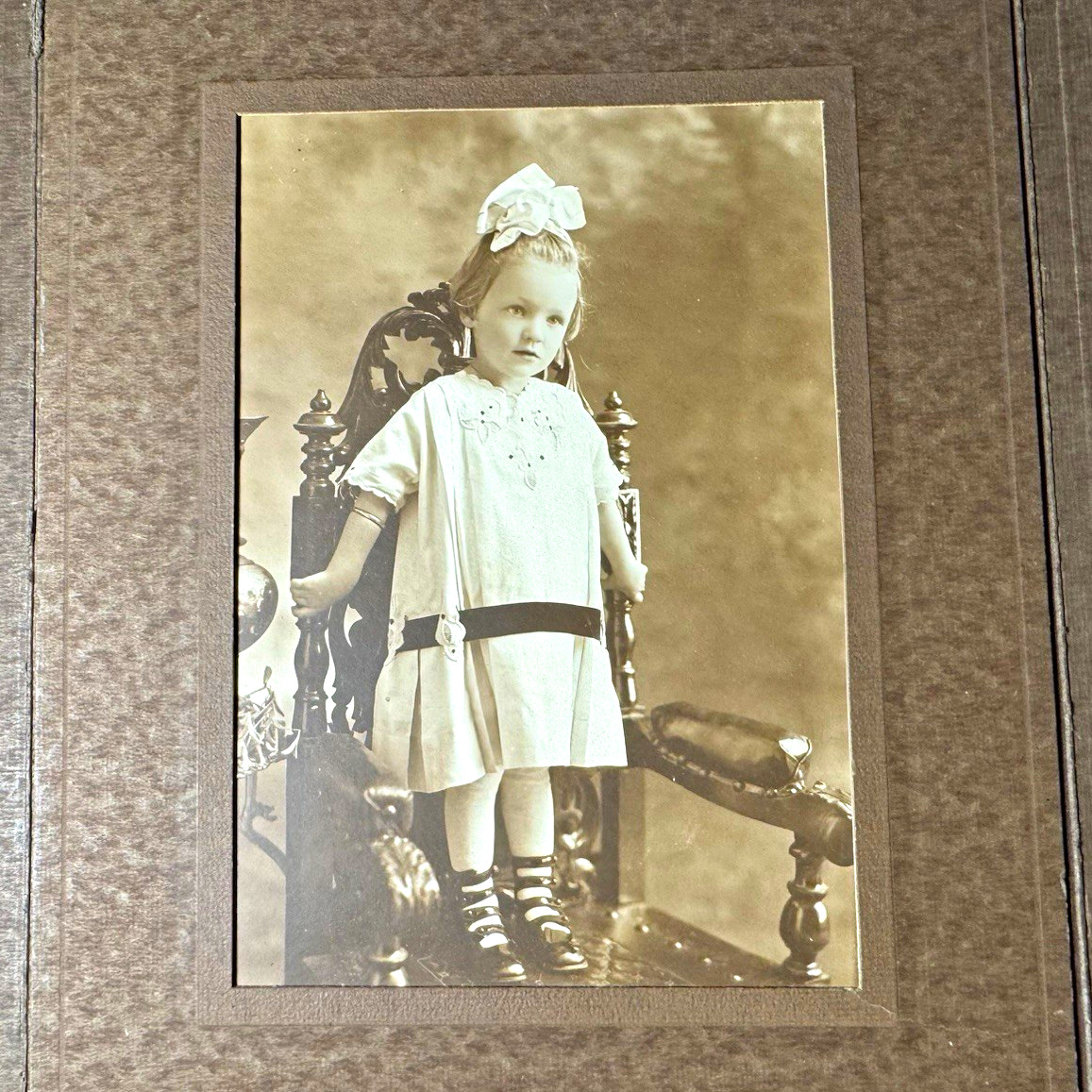 Sepia Studio Portrait Child Photo Folio Cardboard Mount 7 x 11 in (1900-1924)