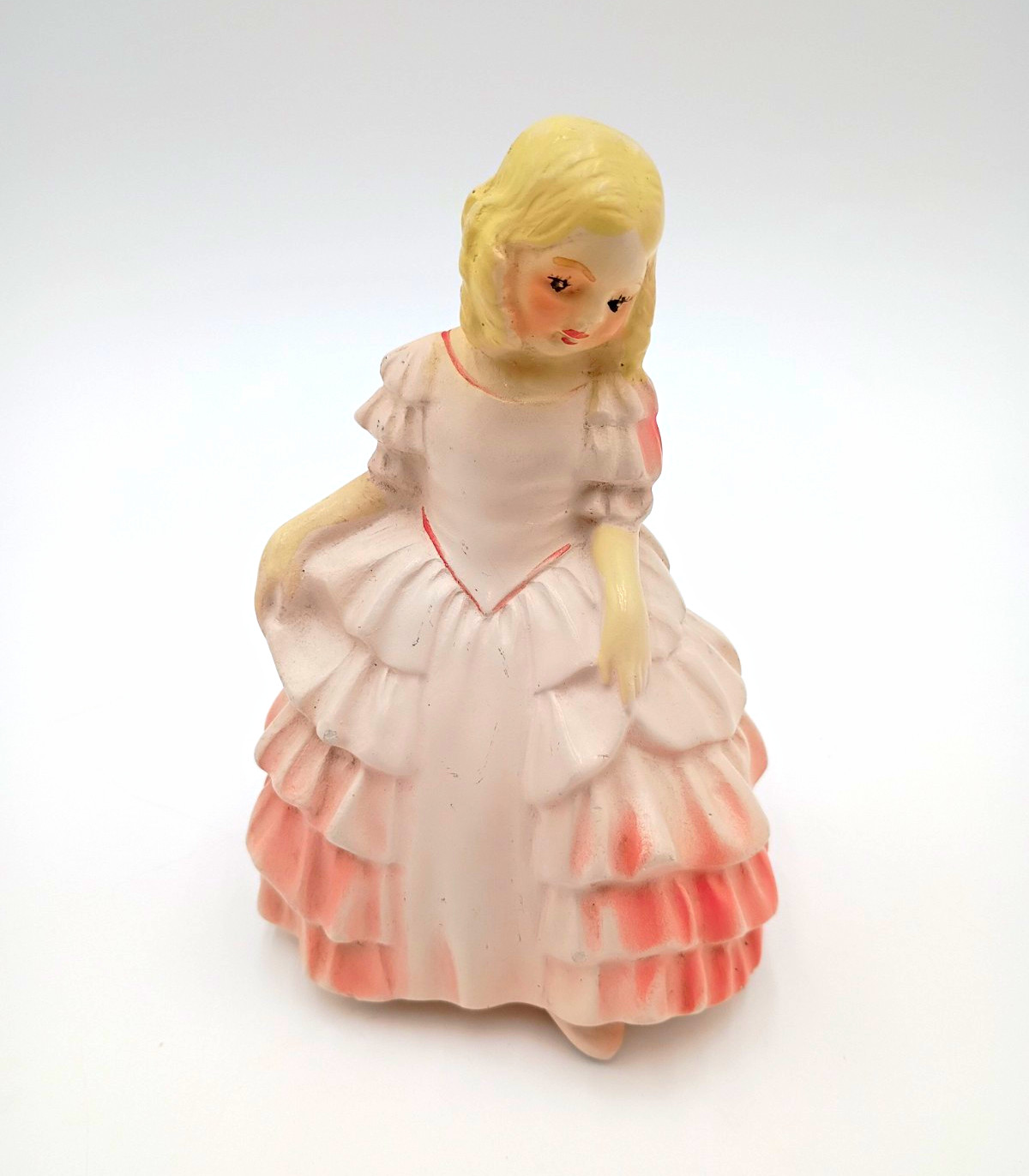 Vintage Coventry Ware Ceramic Figurine 2085C Colonial Girl Pink Ruffled Dress