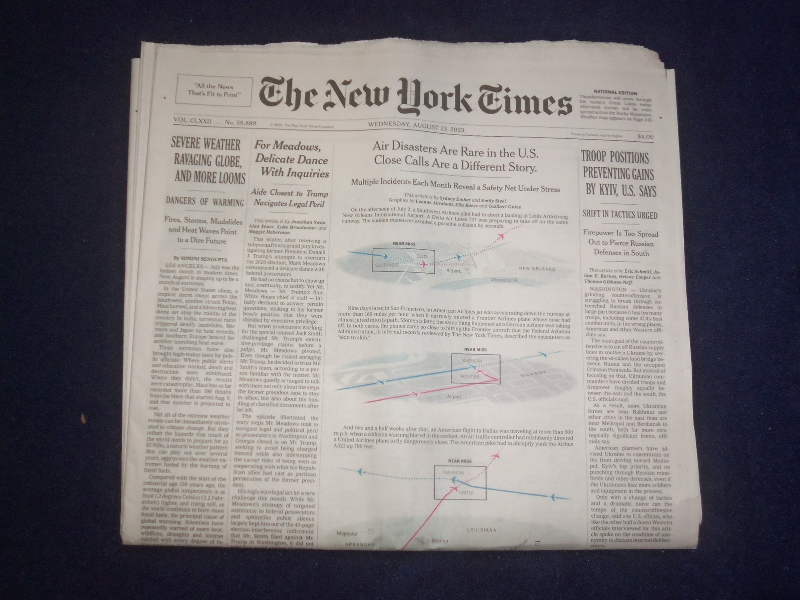 2023 AUGUST 23 NEW YORK TIMES- TROOP POSITIONS PREVENTING GAINS BY KYIV, US SAYS