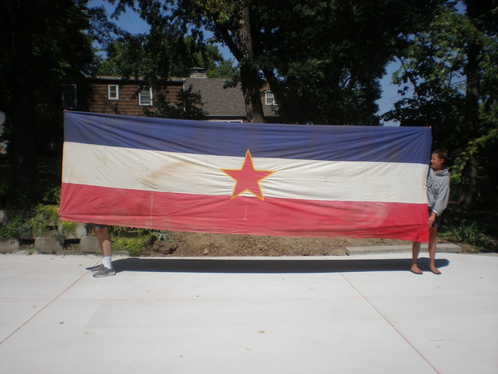 Yugoslavia: Flag of the Socialist Fed. Rep. of Yugoslavia, ca. 16x5 Ft, 1960-70 Yugoslavia: Flag of the Socialist Fed. Rep. of Yugoslavia, ca. 16x5 Ft, 1960-70