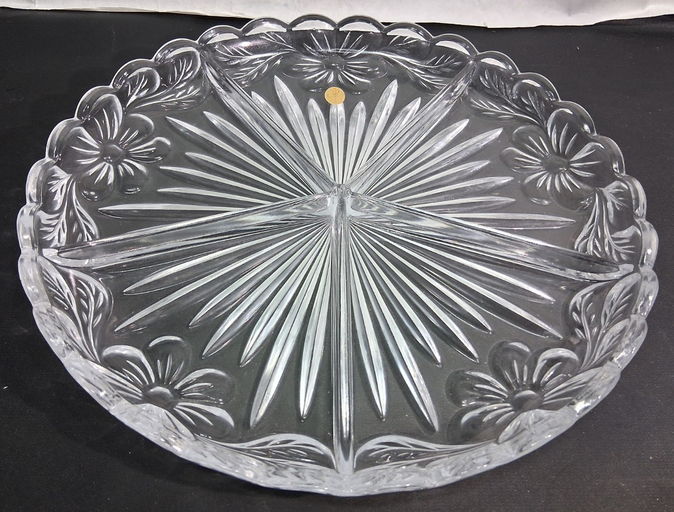 Vintage German Crystal Relish Dish Divided Snack Tray Clear Large 12 3/8