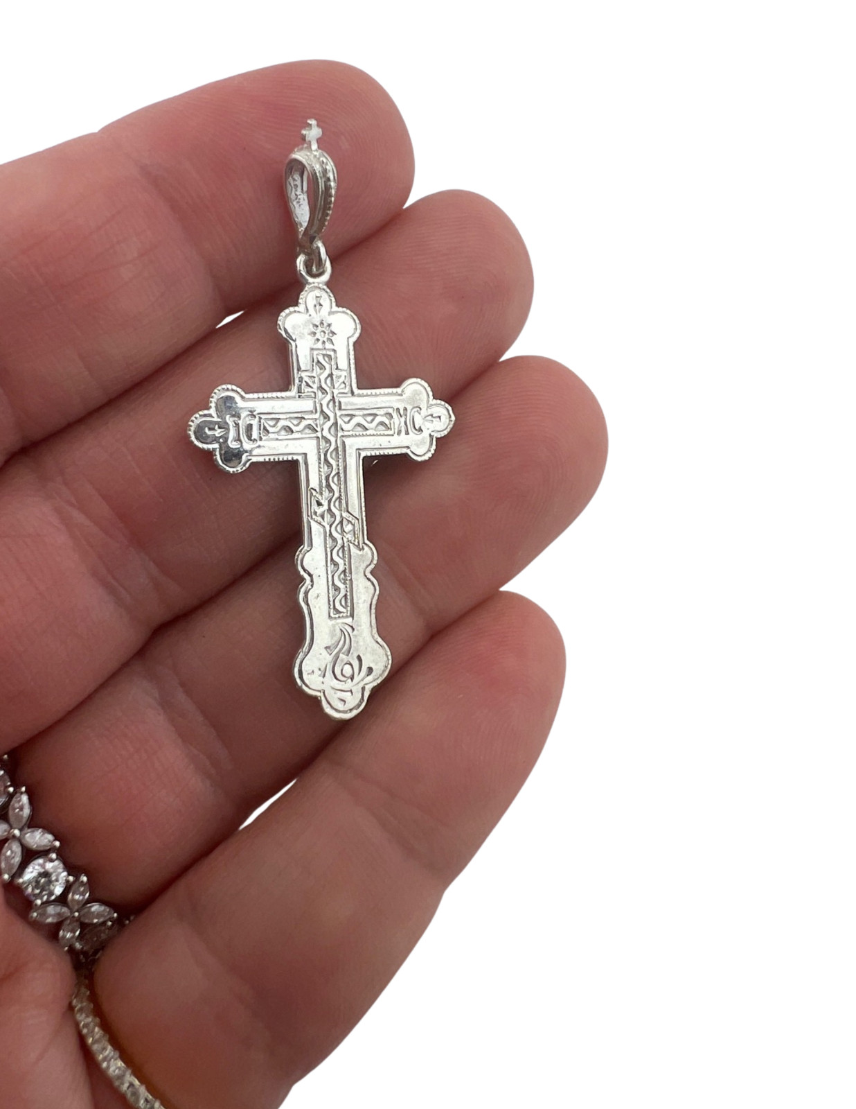 Russian Orthodox Three Bar 925 Sterling Silver Cross Pendant Save US Men Women Russian Orthodox Three Bar 925 Sterling Silver Cross Pendant Save US Men Women