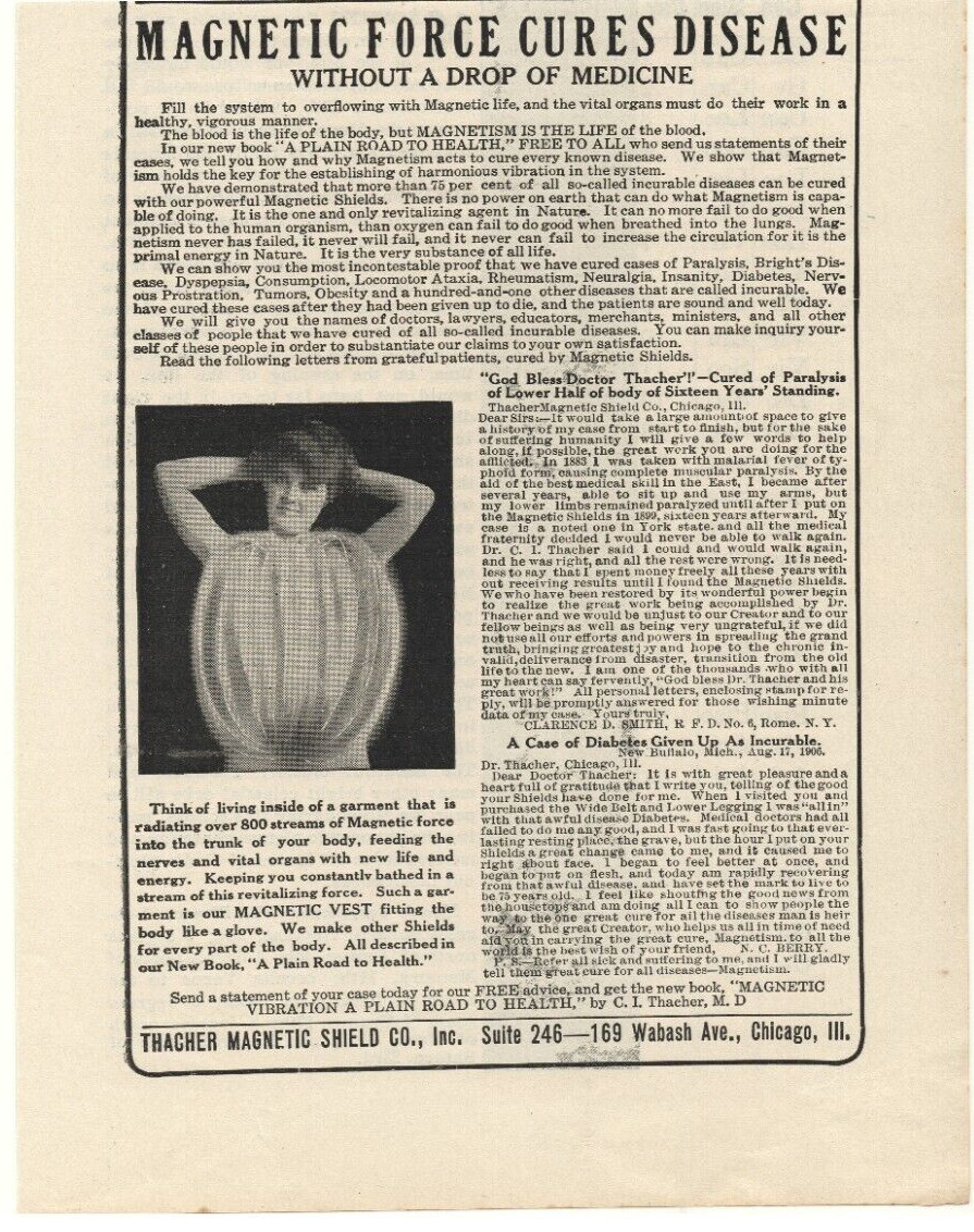 1909 Thacher Magnetic Shield Co. Advertisement Chicago, Illinois