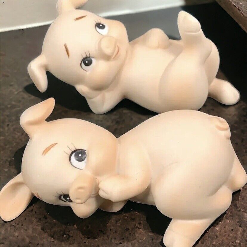 Lefton Anthropomorphic Pig Porcelain Figurines 1 1/2\