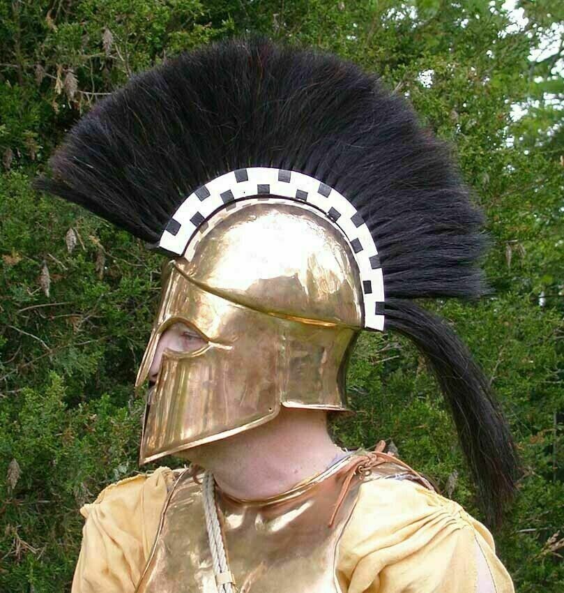 Antique 18ga Steel Medieval Knight Larp Warrior Greek Corinthian Helmet With Plu