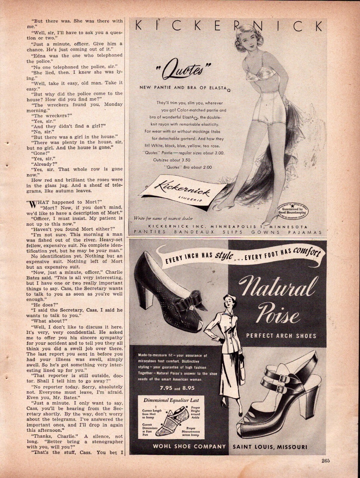 1948 Kickernick Lingerie and Wohl Shoes Print Ad Wall Art