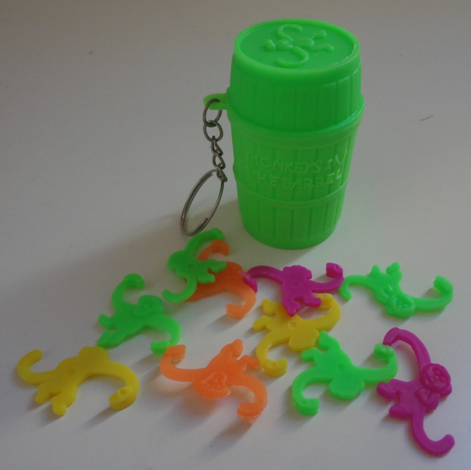 Miniature Monkeys In A Barrel Game Keychain