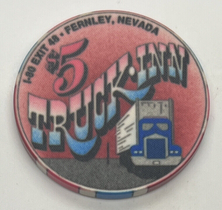 Truck Inn - $5 Casino CHIP - Fernley NV Nevada - Ceramic Obsolete 1991