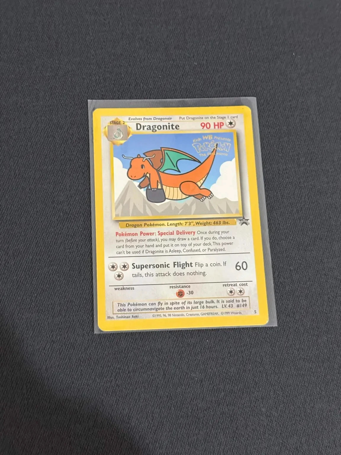 Pokémon TCG Dragonite 5 Black Star Promo Card WB the First Movie 1999 (MP)