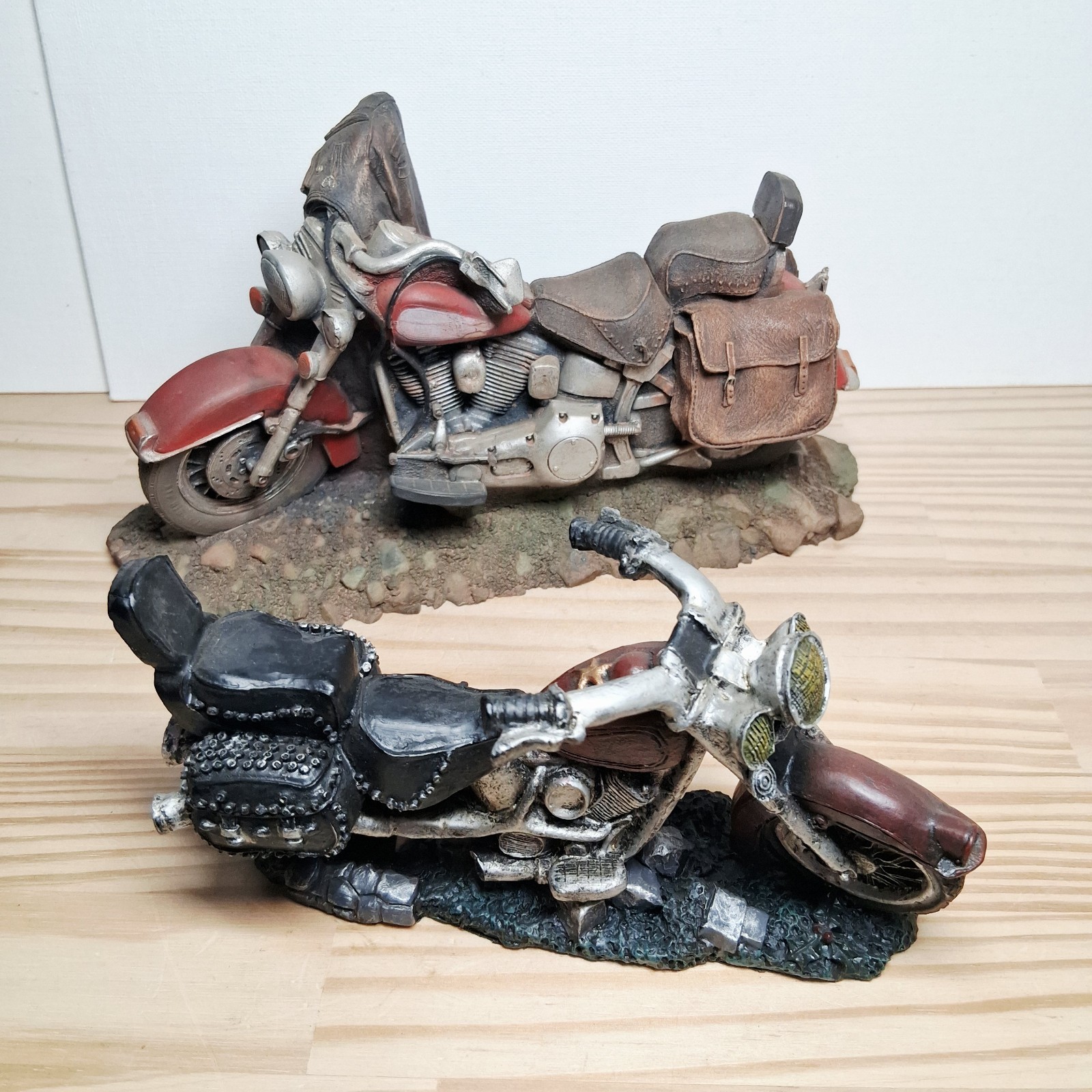 Vintage Resin Motorcycle Figurines Lot of 2 Keypoint Dallas Biker Statues