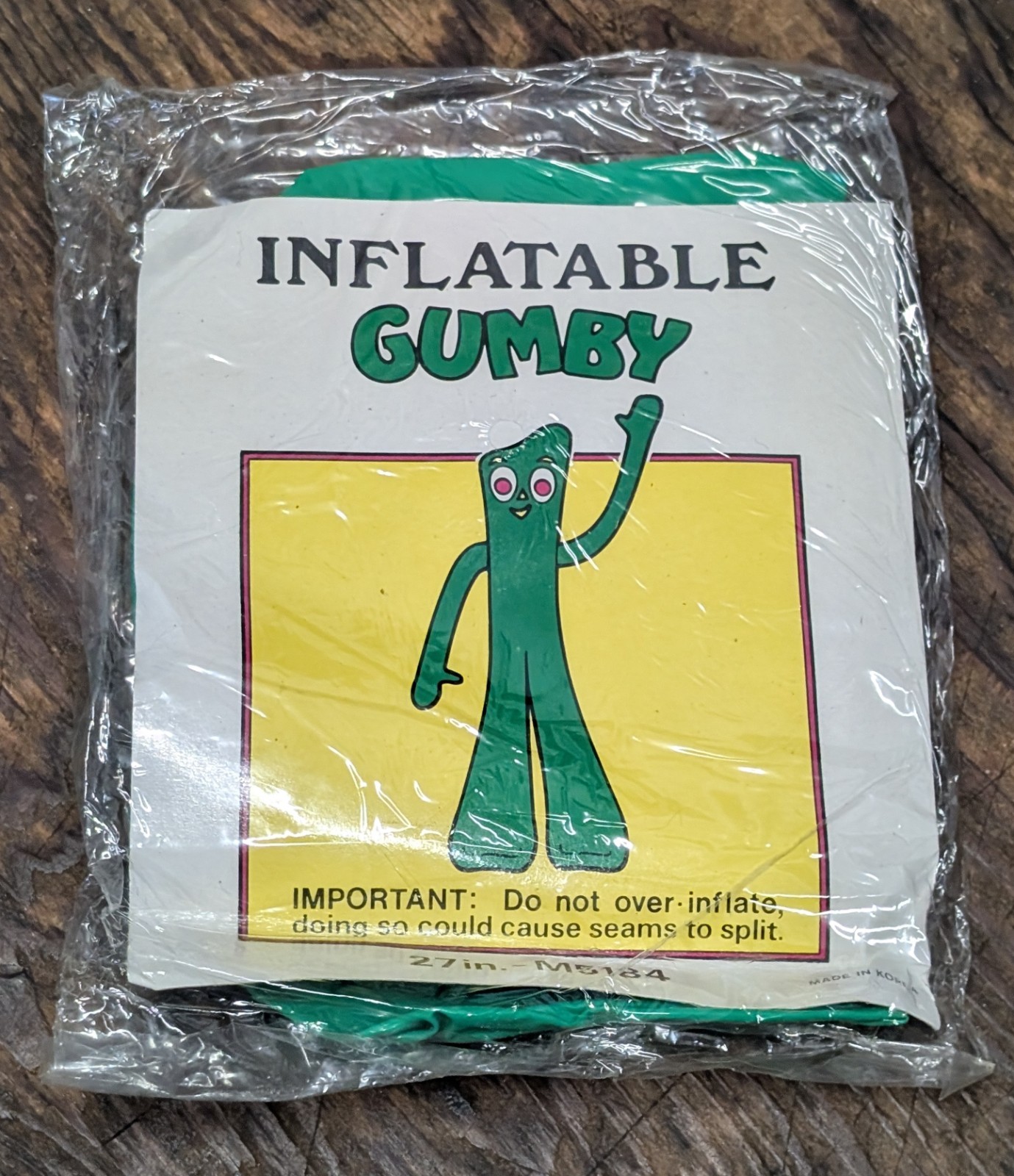 Vintage Carnival Game Prize Inflatable Gumby 27 Inch NOS