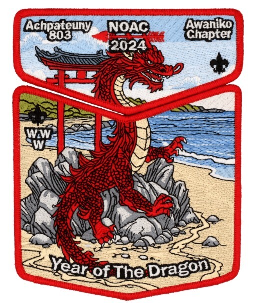 BOY SCOUT OA ACHPATEUNY 803 498 BSA FAR EAST 2024 NOAC 2-PATCH DRAGON AWANIKO