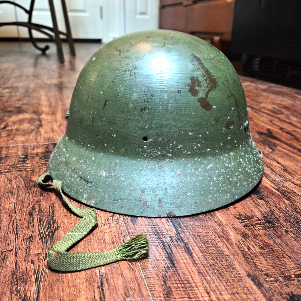 WWII Japanese Helmet Liner And Chinstrap With Kanji On Liner