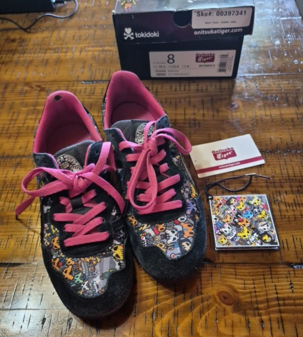 tokidoki Onitsuka Tiger Shoes Women 8 RARE City Print Black ASICS Sports 