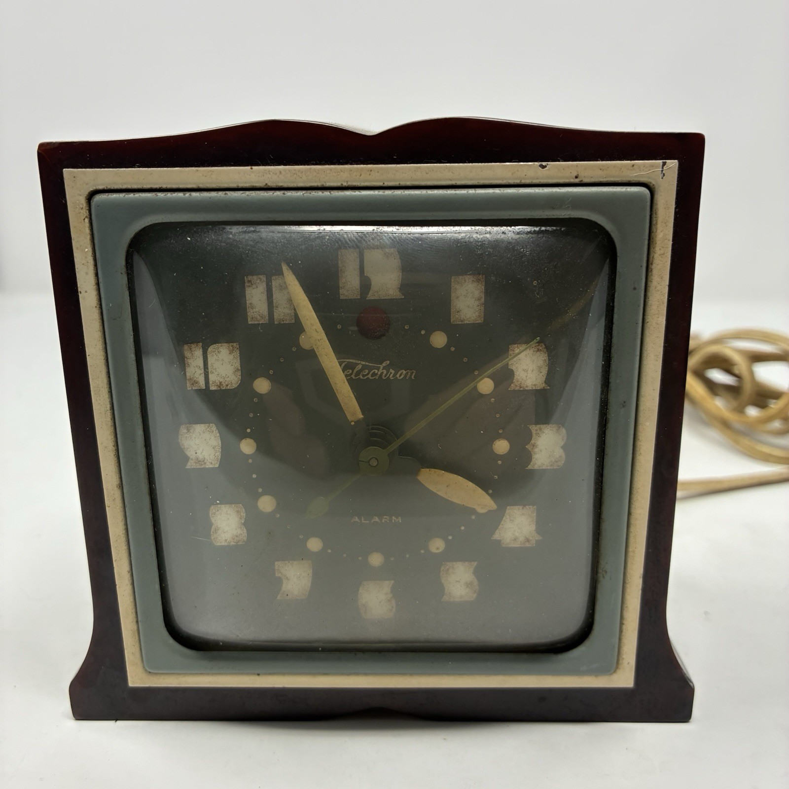 Telechron Catalin Alarm Clock Green Brown Red Swirl - 7H101- Vintage RARE Works Telechron Catalin Alarm Clock Green Brown Red Swirl - 7H101- Vintage RARE Works