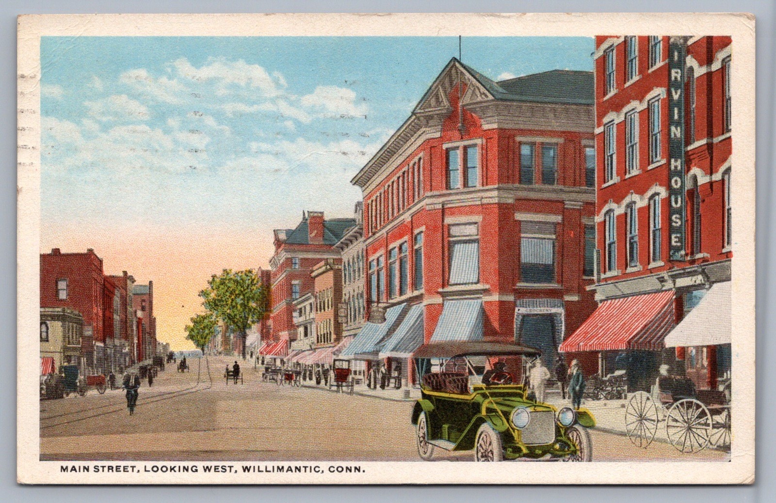 Main Street Looking West Willimantic CT Connecticut Postcard Q14