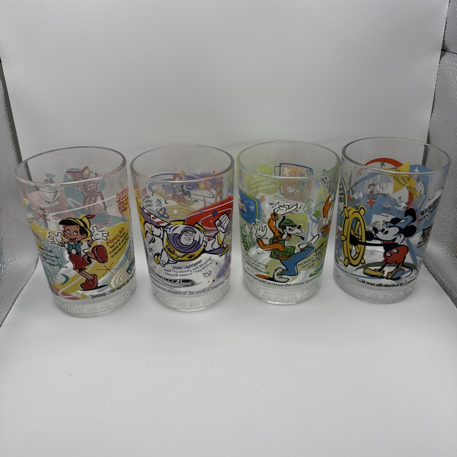 Vtg set of 6 Walt Disney McDonalds 2002 -100 Years of Magic Glasses Tumblers