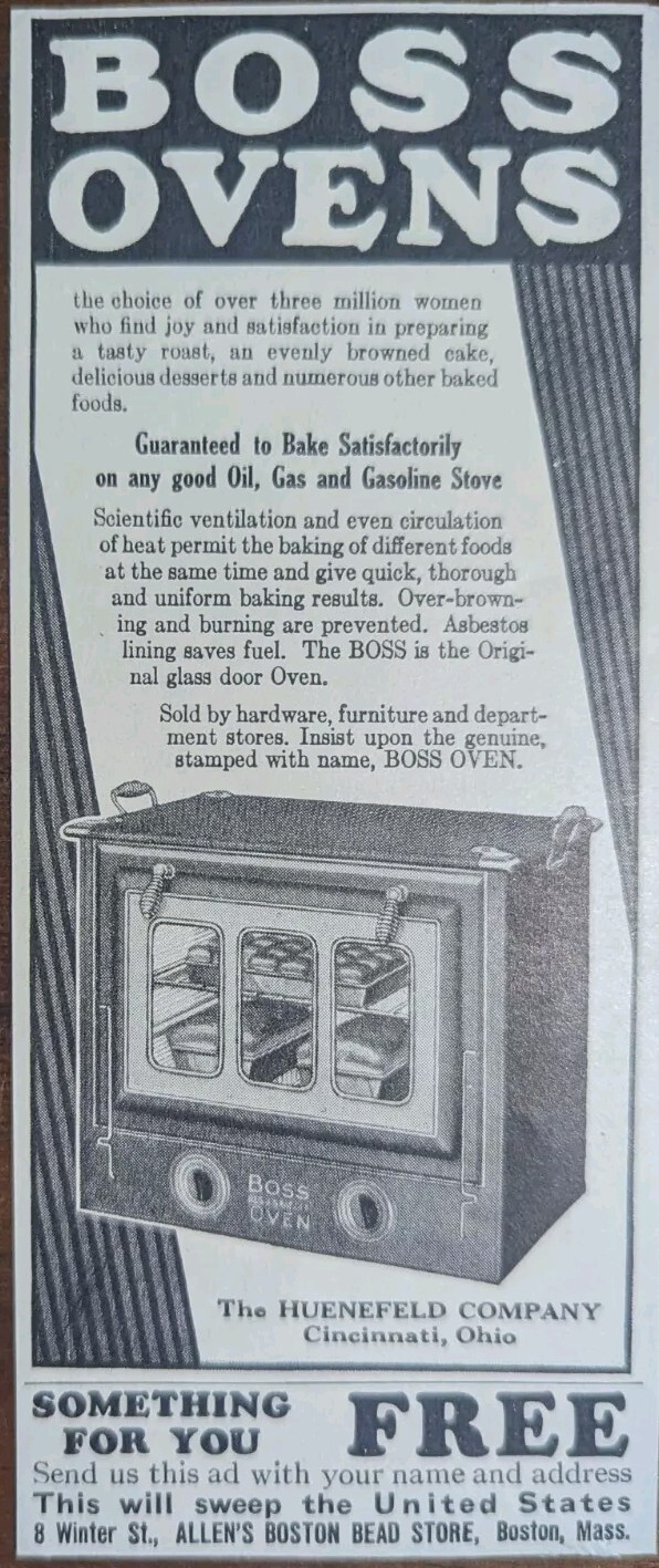 Boss Ovens The Huenefeld Company 1928 Vintage Kichen Appliance Print Ad