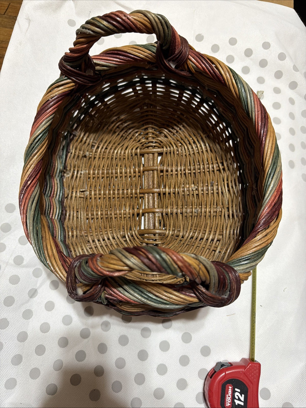 Nice  size Vintage Handwoven unique basket in very good shape