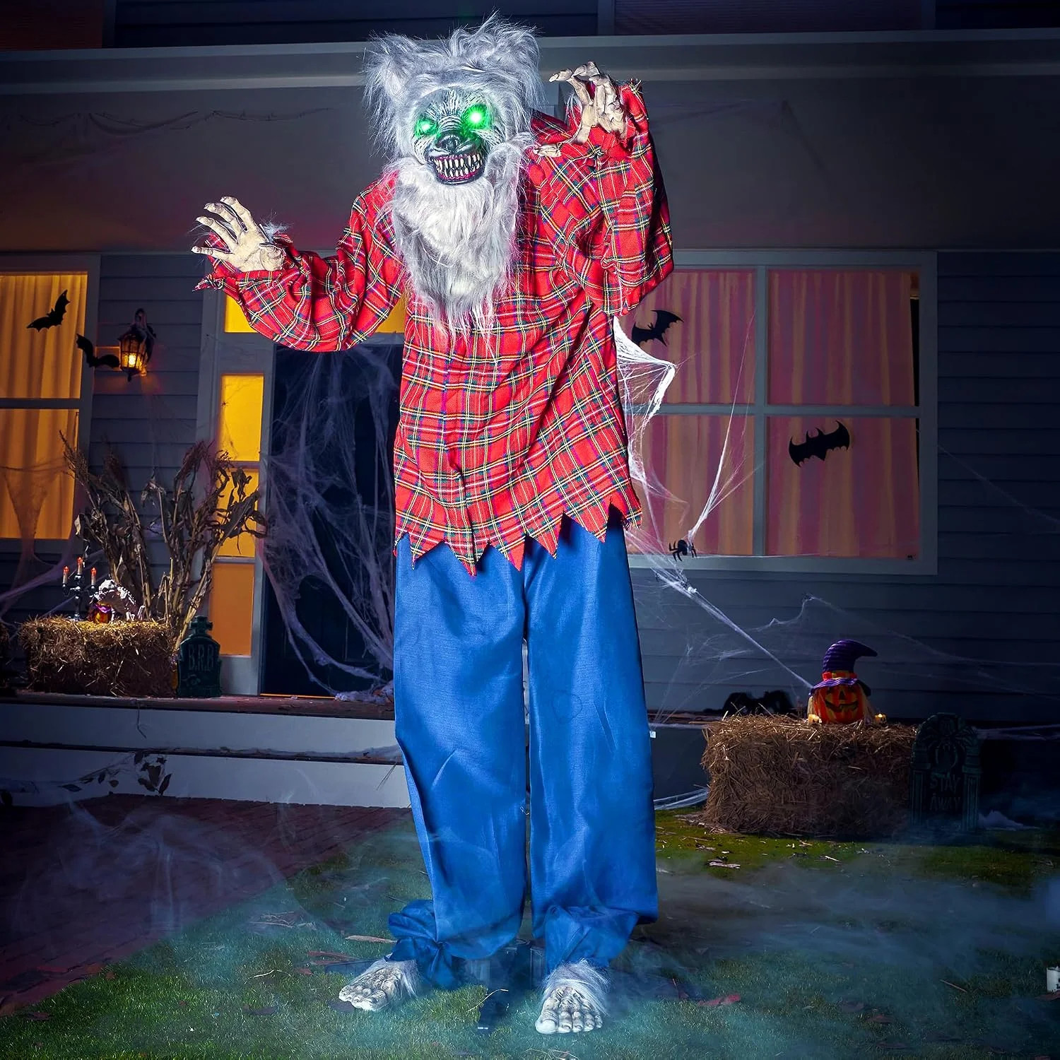 Animated Hulking Werewolf Halloween Animatronic Prop LCD Eyes - Seasonal Visions