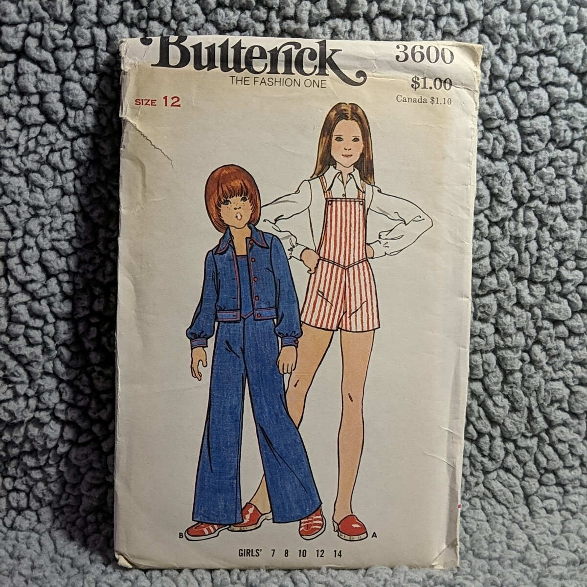  VTG 1970s GIRLS OVERALLS & JACKET Sewing Pattern 12
