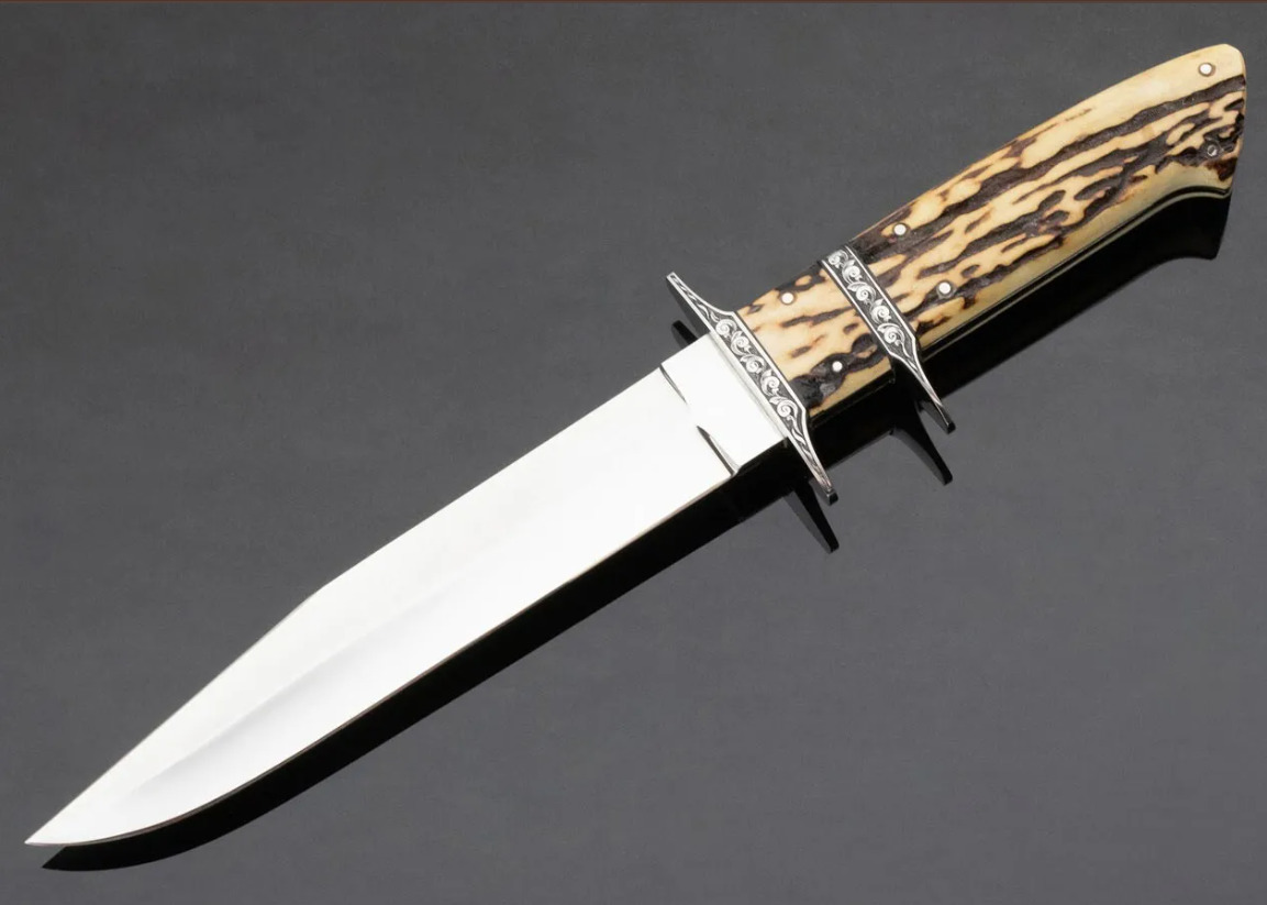 Custom Handmade Sub-Hilt Loveless Style stag + D2 Steel Hunting Knife Sheath