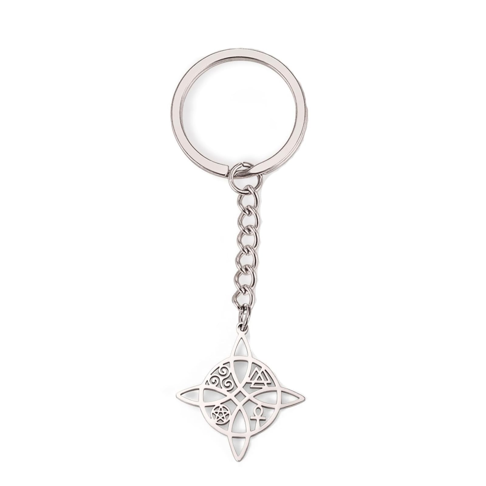 VASSAGO Stainless Steel Witches Knot Keychain for Women Men Steel B